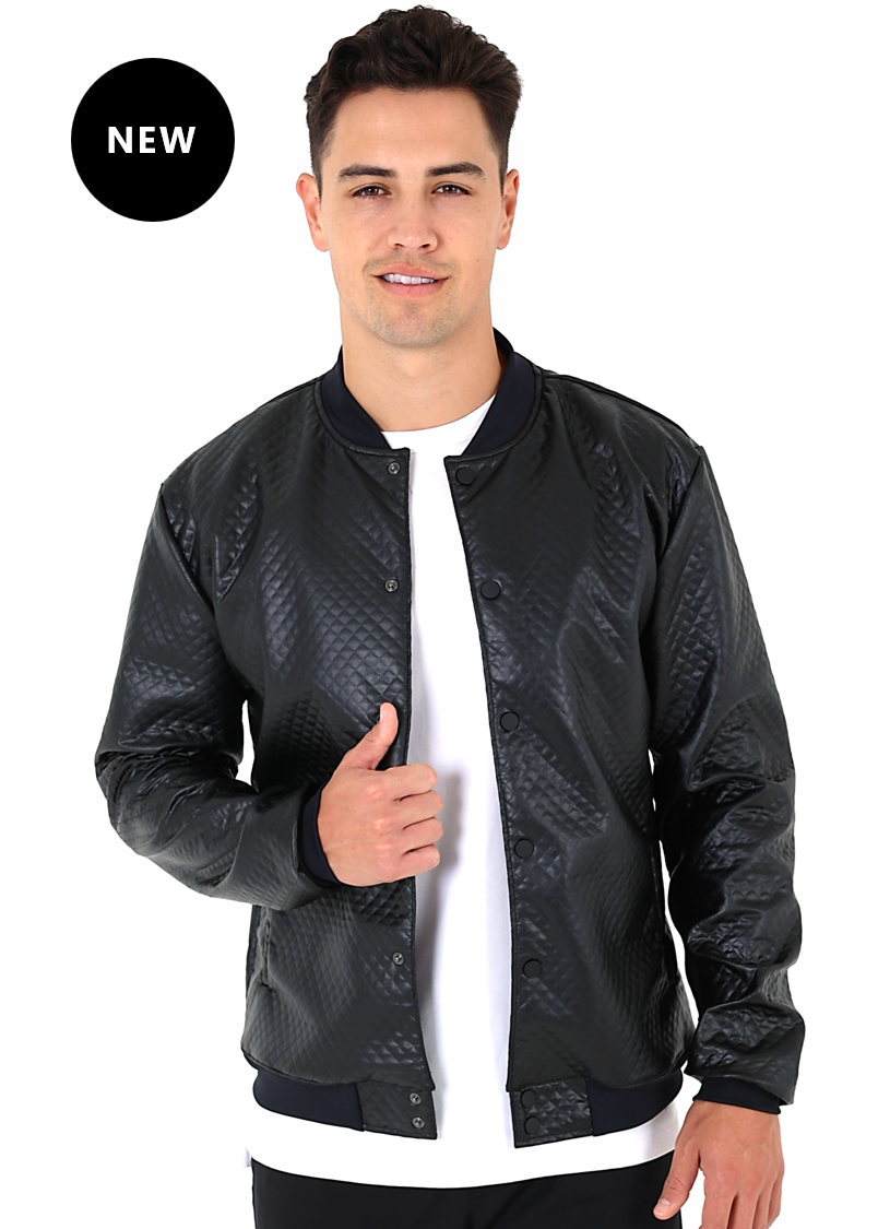 Diamond quilted puffer bomber jacket