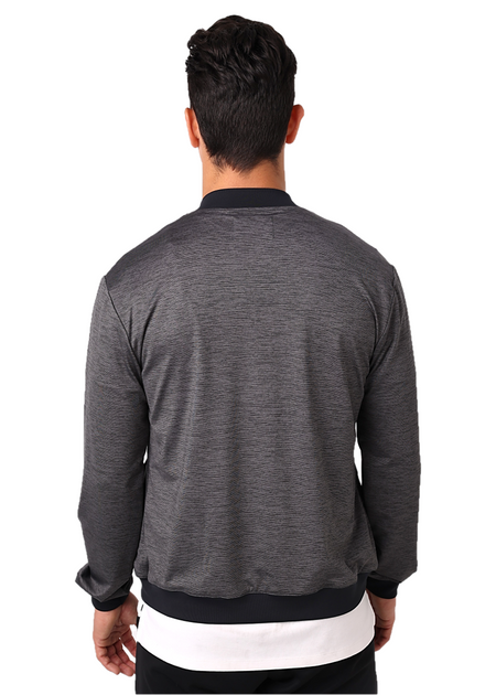 Men's lightweight bomber jacket with snaps, dark heather grey