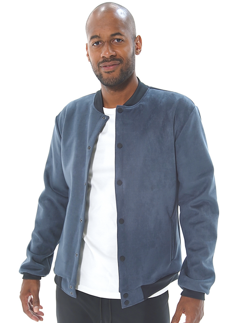 Blue suede bomber jacket mens deals