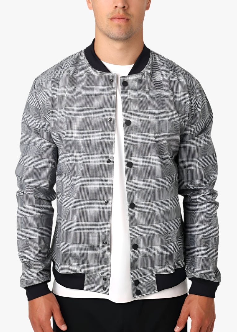 Gray plaid bomber jacket