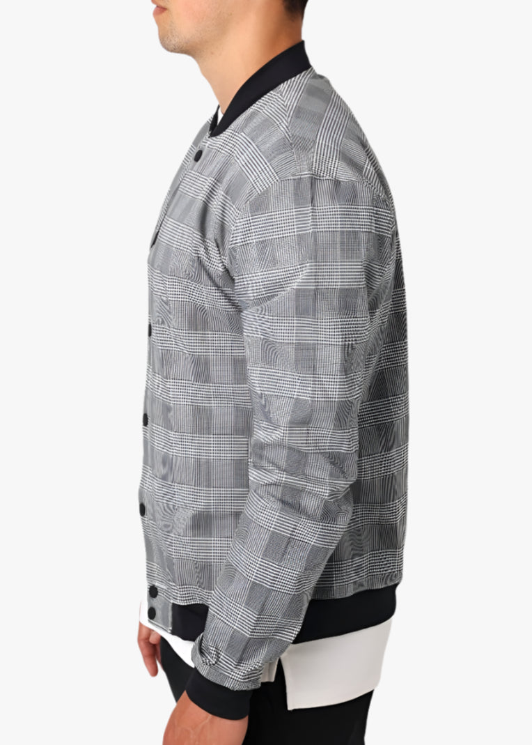 Gray plaid bomber jacket