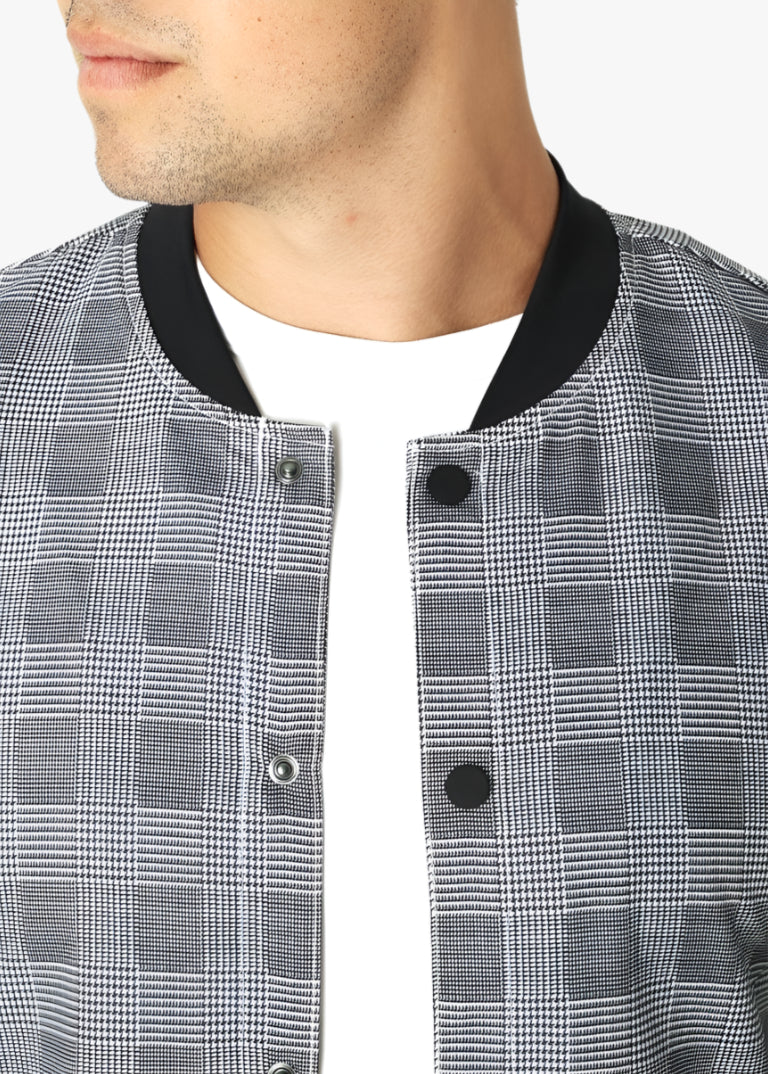 Gray plaid bomber jacket