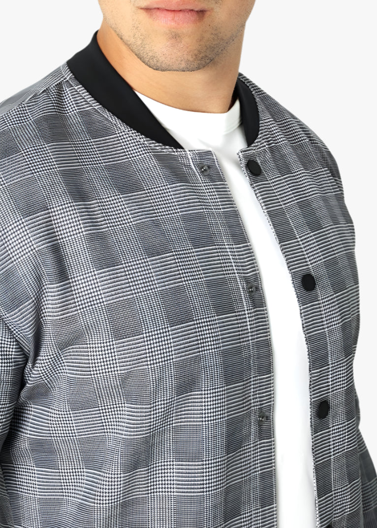 Gray plaid bomber jacket