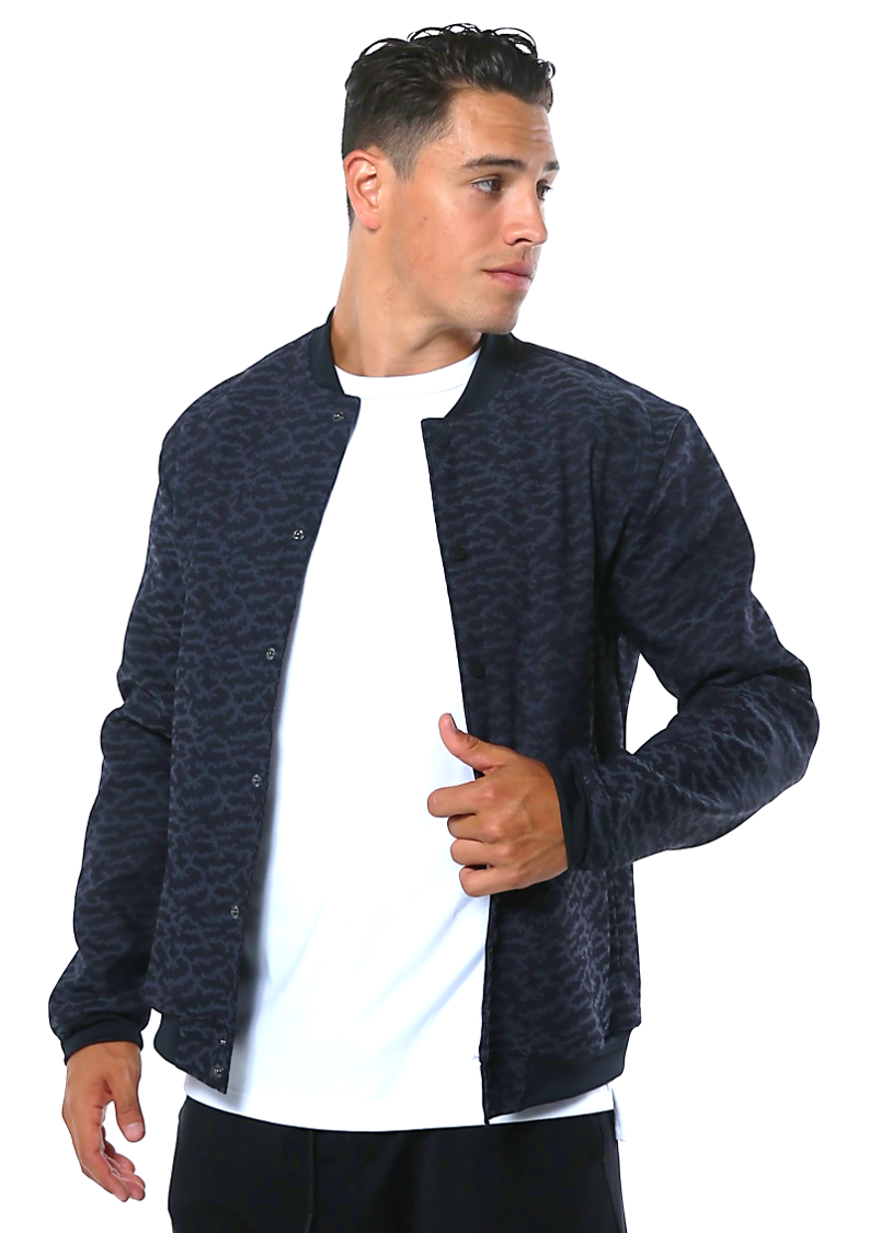 Navy Jacquard Bomber Jacket