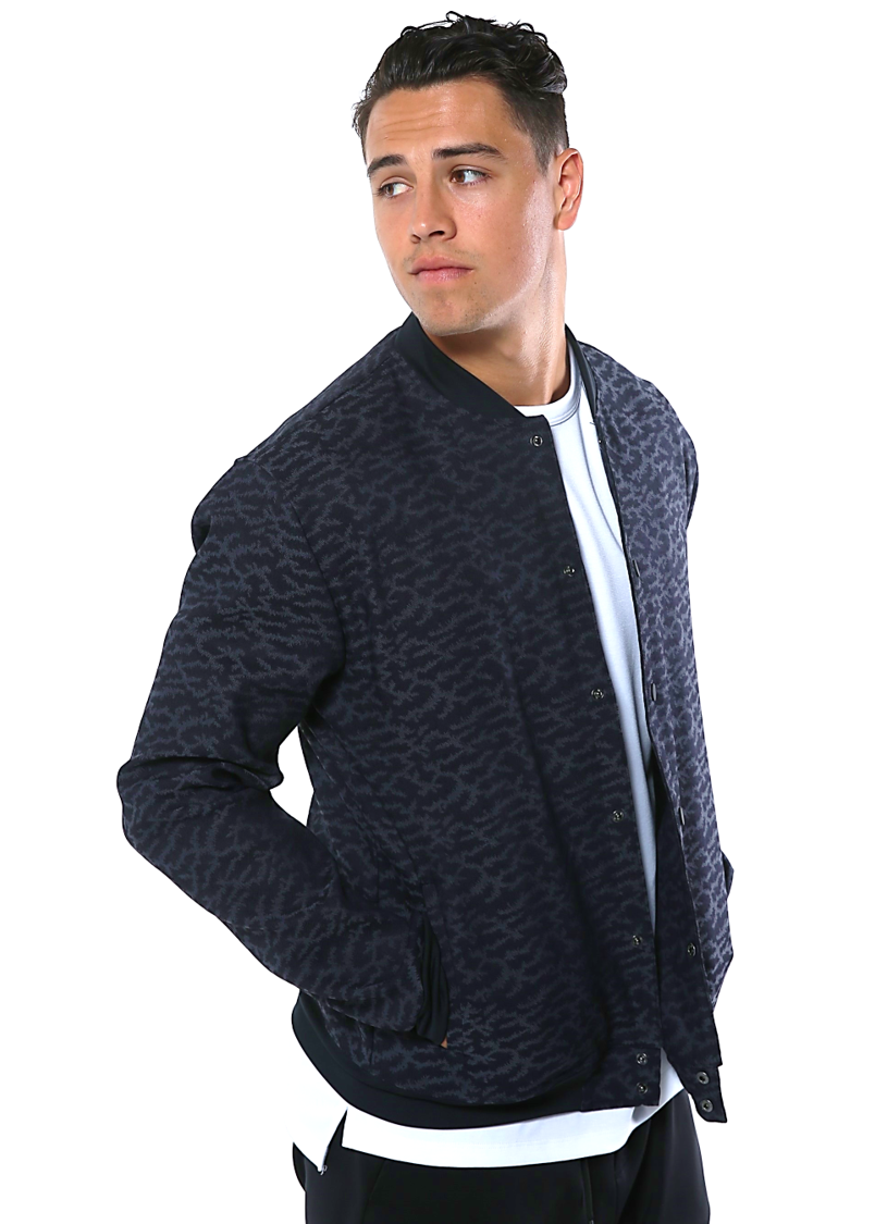 Navy Jacquard Bomber Jacket