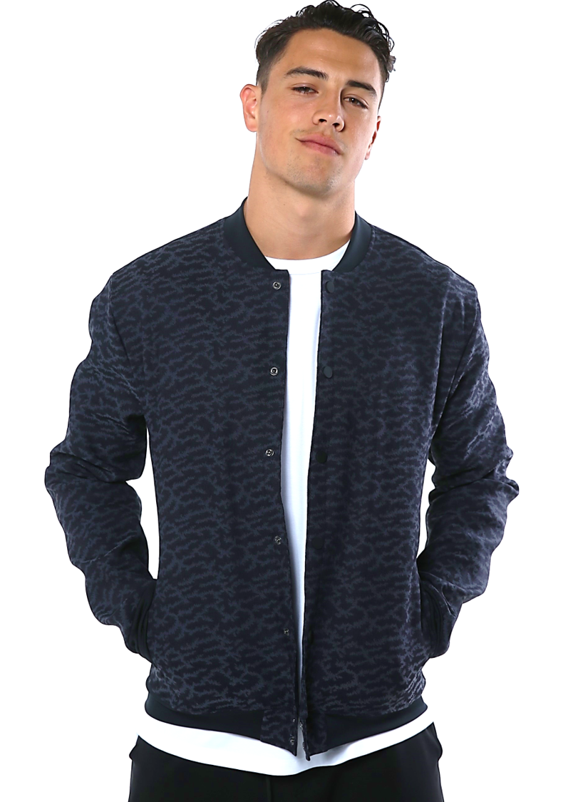 Navy Jacquard Bomber Jacket