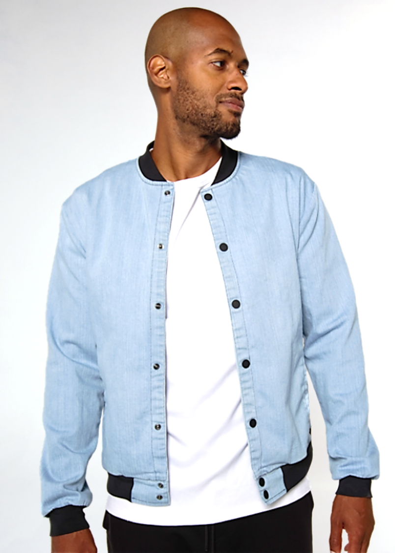 Acid Wash Denim Bomber Jacket