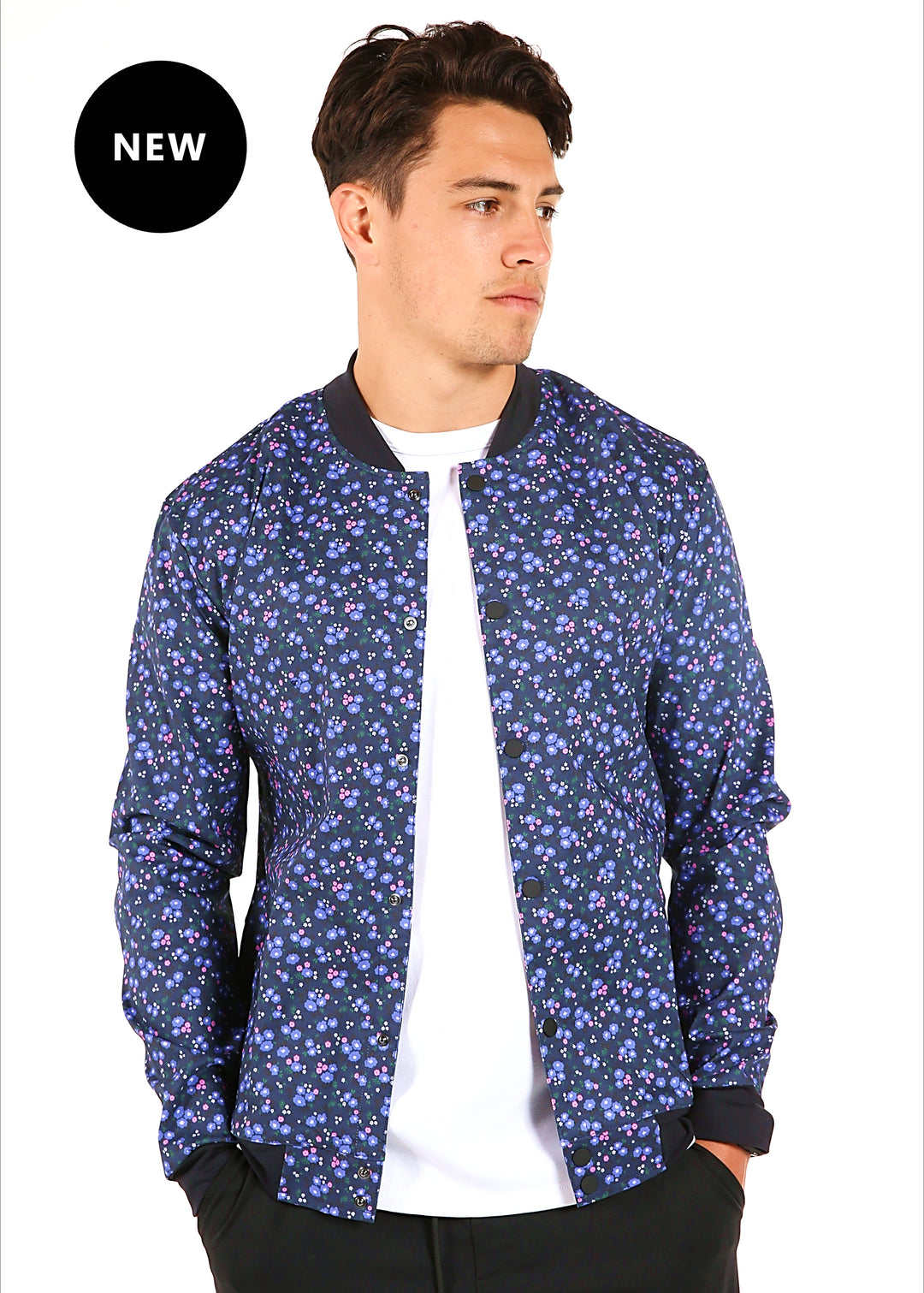 Microfloral Bomber Jacket