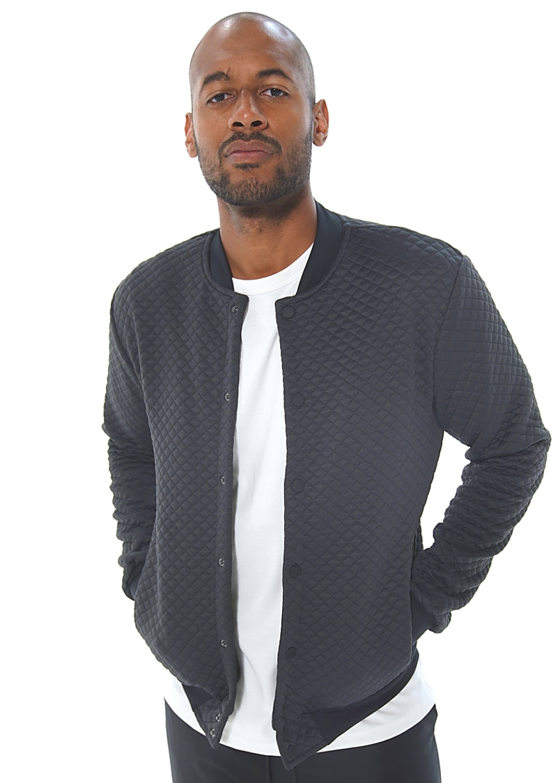 Black Quilted Bomber Jacket