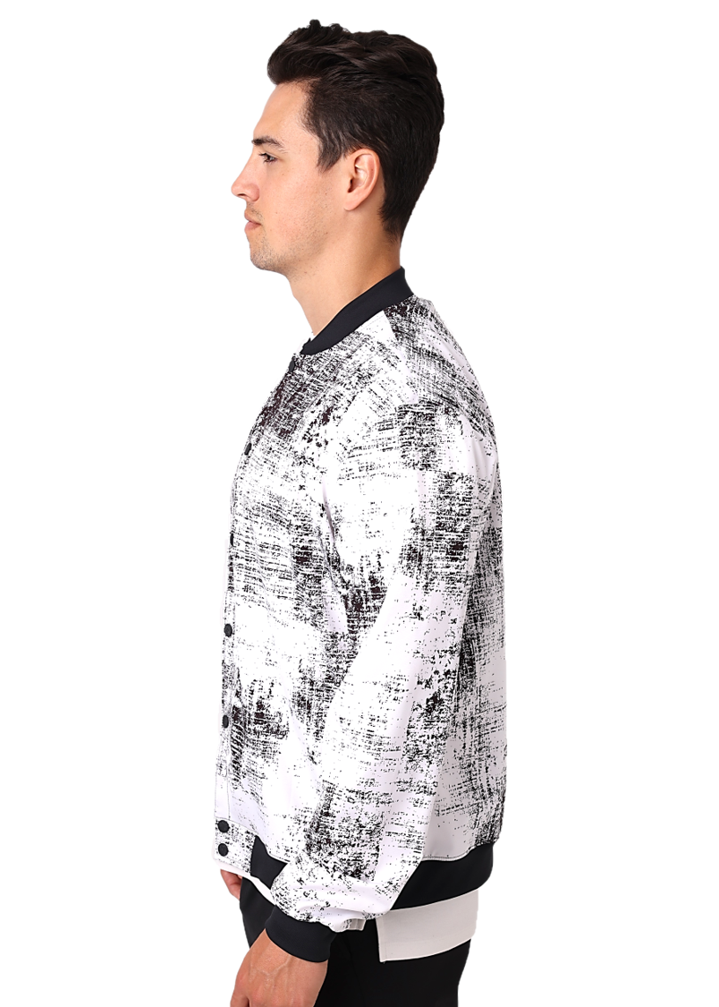 Textured Print Bomber Jacket