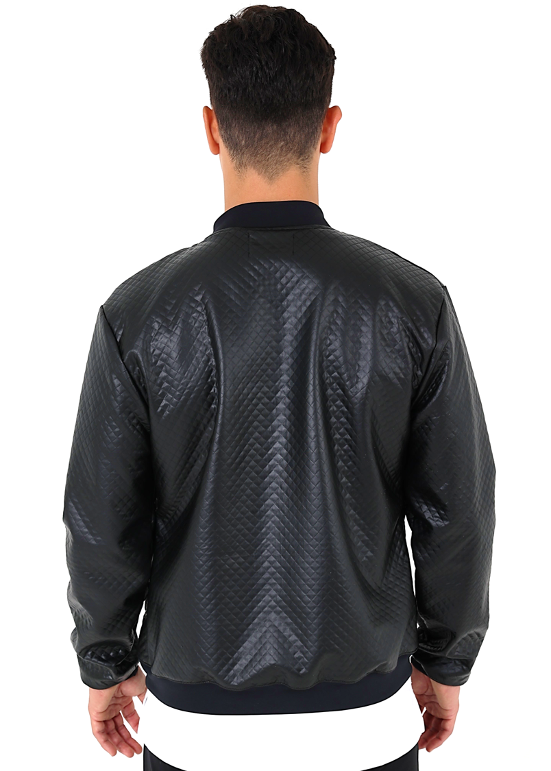 Diamond quilted puffer bomber jacket