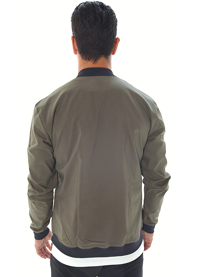 Men's lightweight bomber jacket with snaps, olive army green – Claim Defame