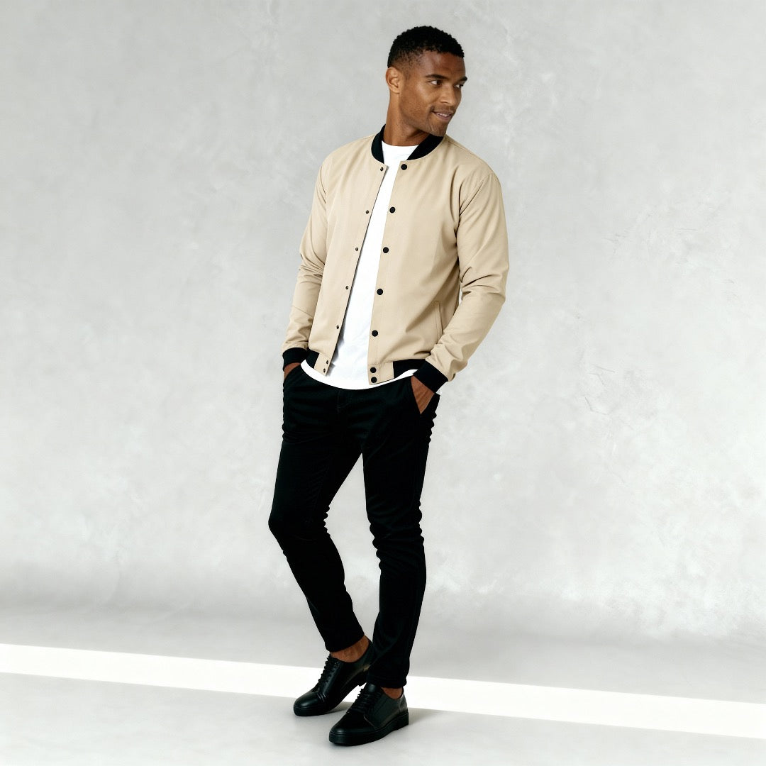 ジャケット・アウター crvdae bomber jacket Men's lightweight bomber jacket with snaps, tan brown heather