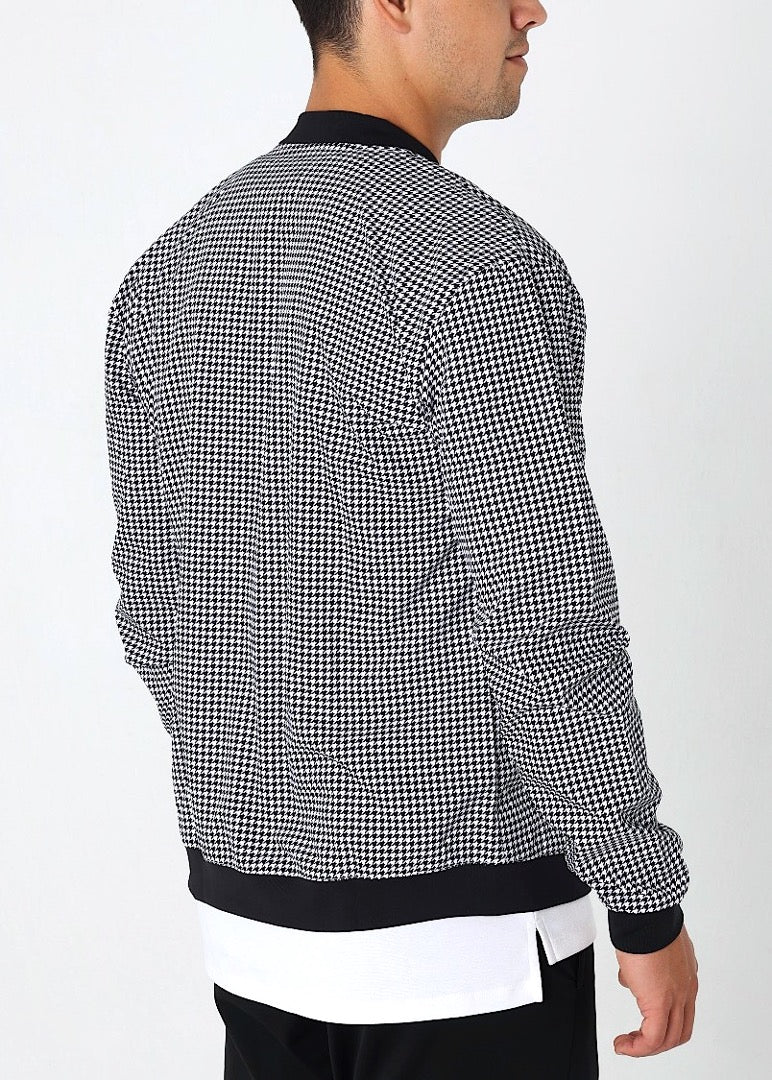 houndstooth bomber jacket