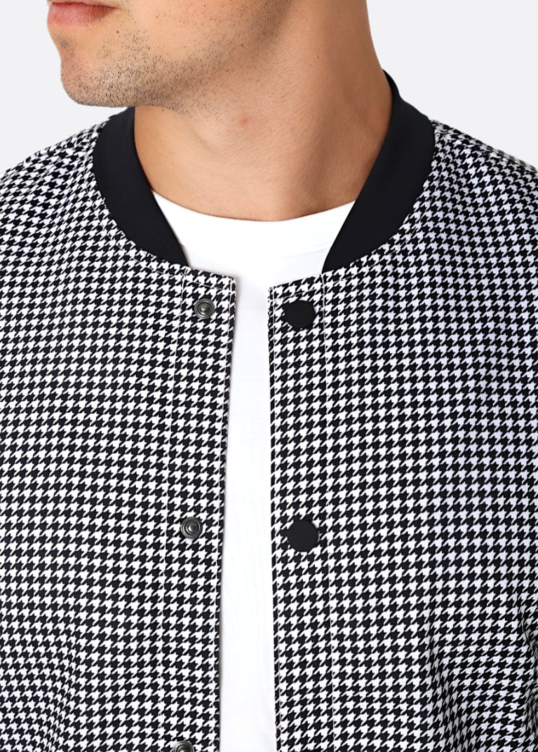 houndstooth bomber jacket