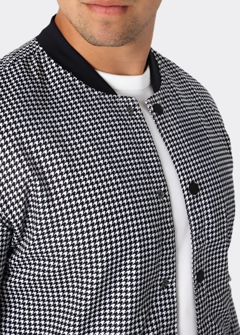 houndstooth bomber jacket