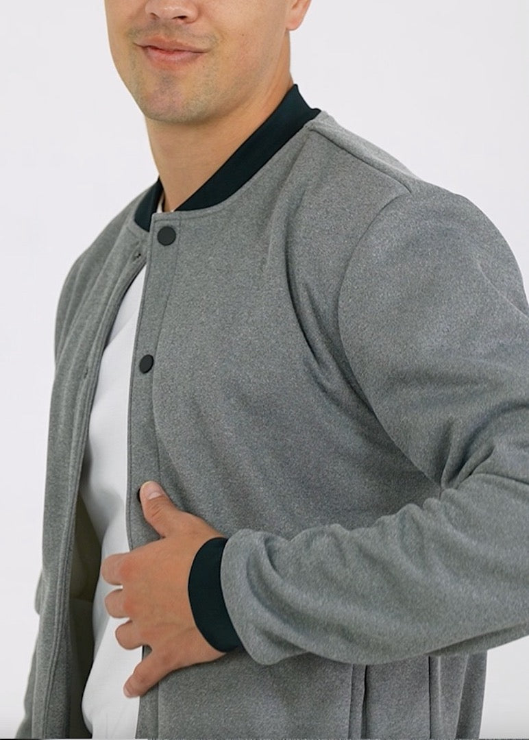 Heather Fleece Bomber Jacket