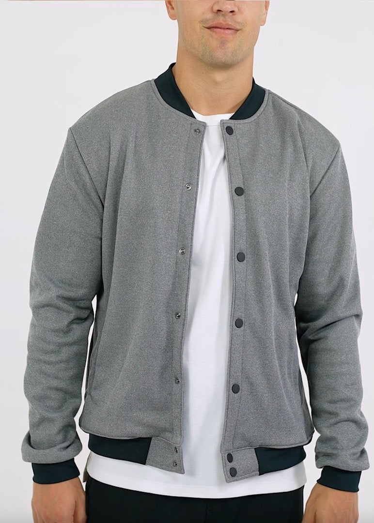 Heather Fleece Bomber Jacket