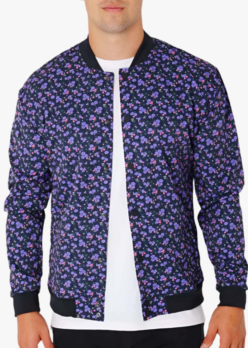 Microfloral Bomber Jacket