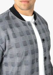 Gray plaid bomber jacket