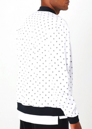 Men's lightweight bomber jacket with snaps, white palm tree