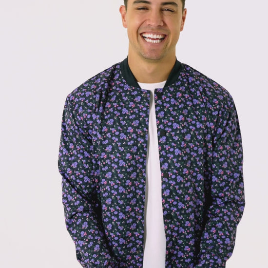 Microfloral Bomber Jacket