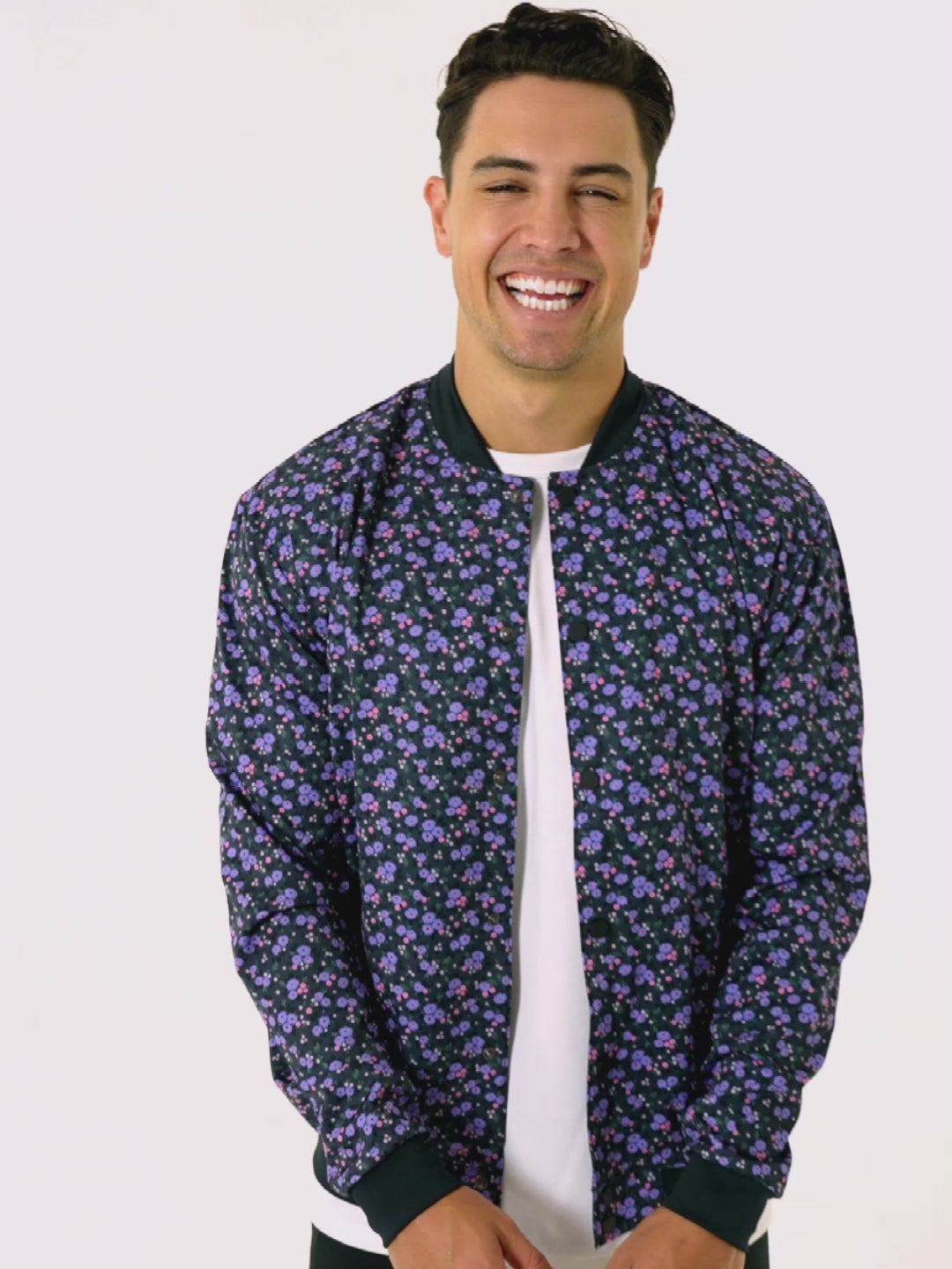 Microfloral Bomber Jacket