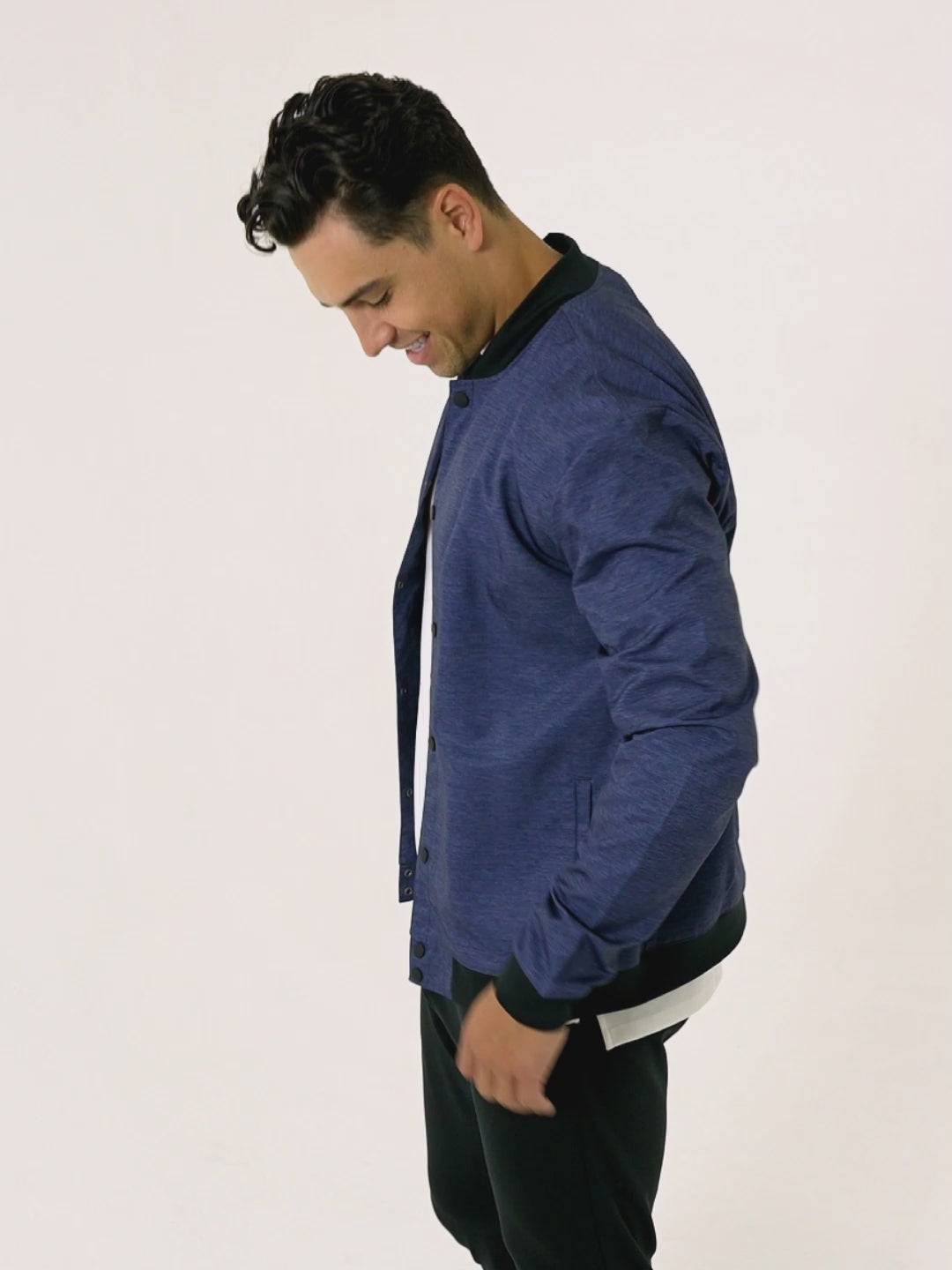 Navy Heather Bomber Jacket