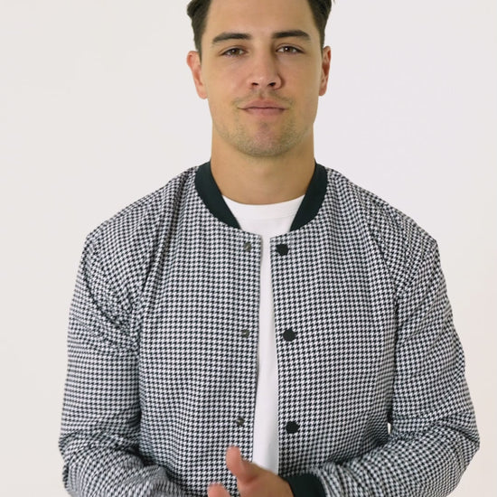 houndstooth bomber jacket