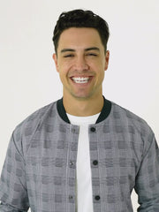 Gray plaid bomber jacket