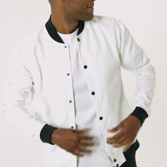 white bomber jacket