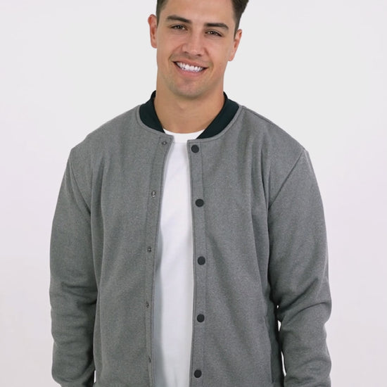 Heather Fleece Bomber Jacket