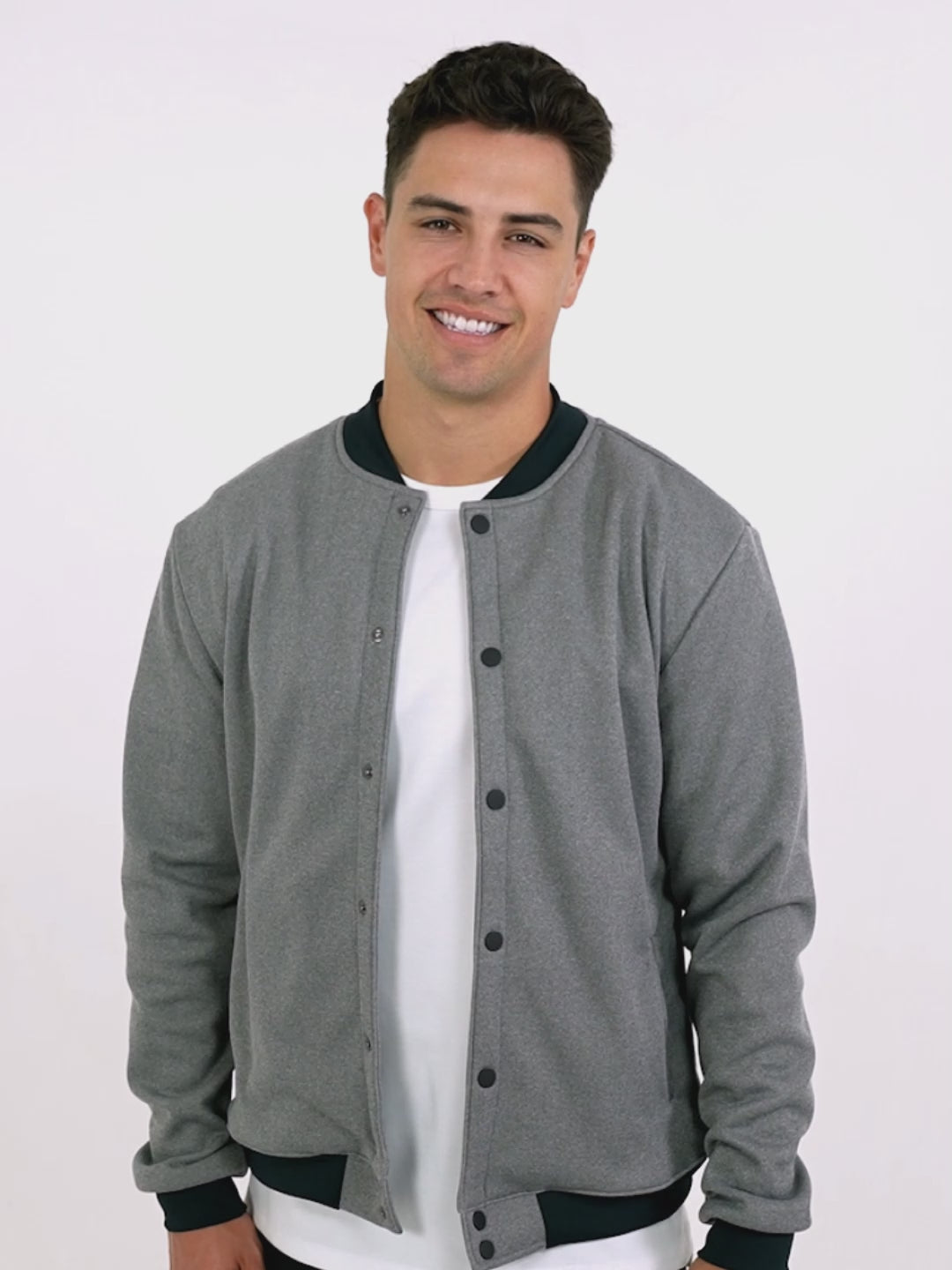 Heather Fleece Bomber Jacket