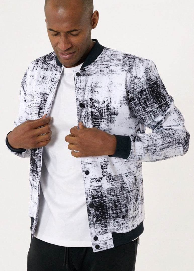 White Graffiti Bomber Jacket