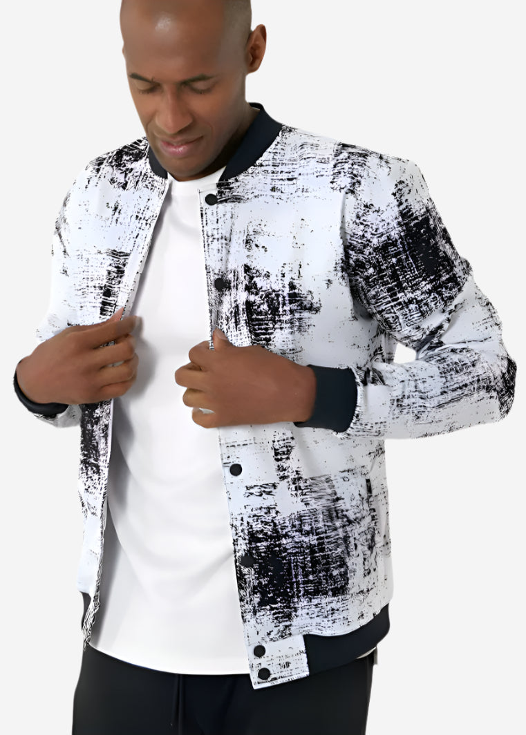 White Graffiti Bomber Jacket