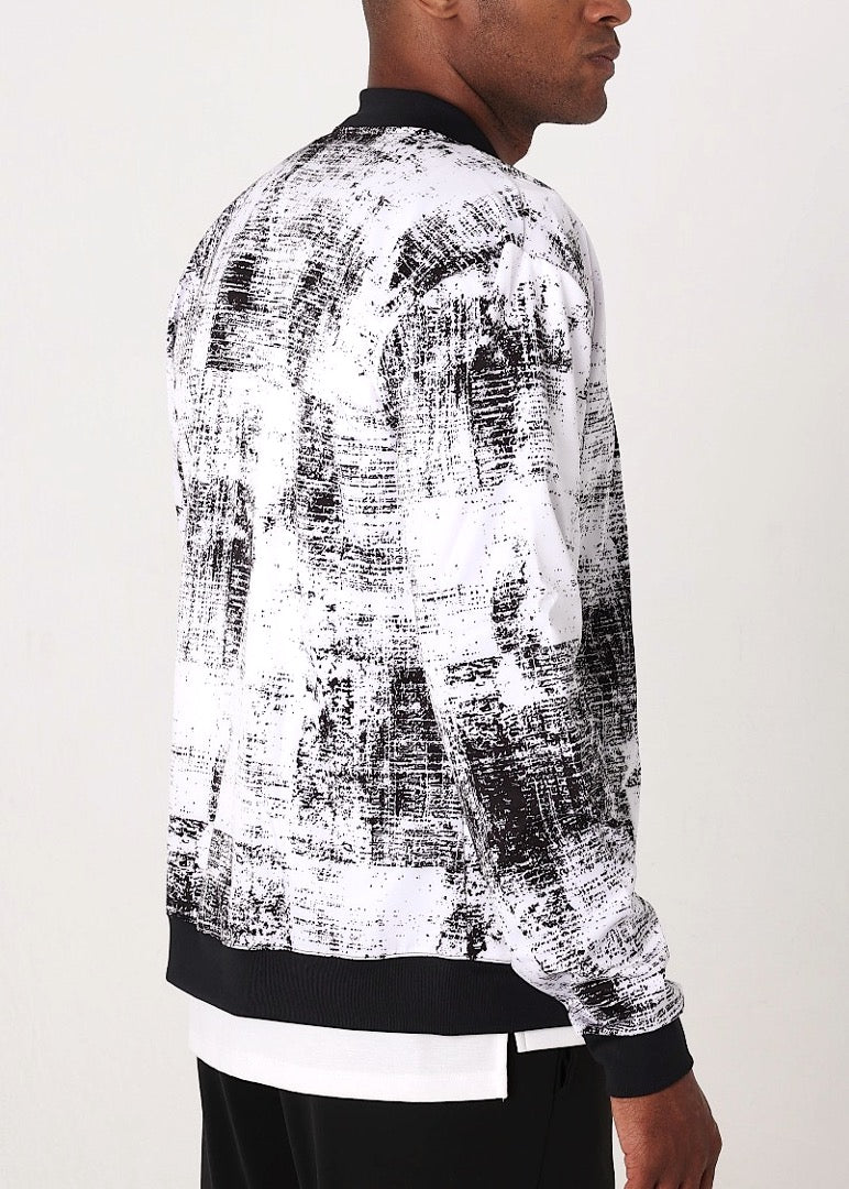 White Graffiti Bomber Jacket