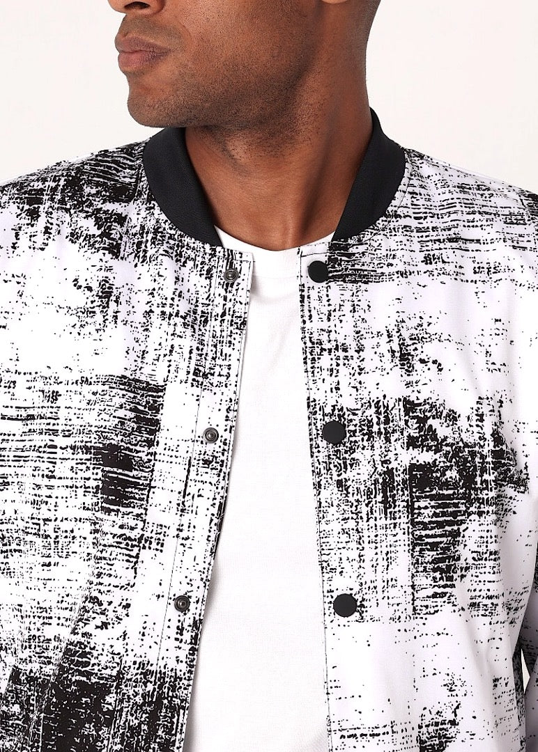 White Graffiti Bomber Jacket