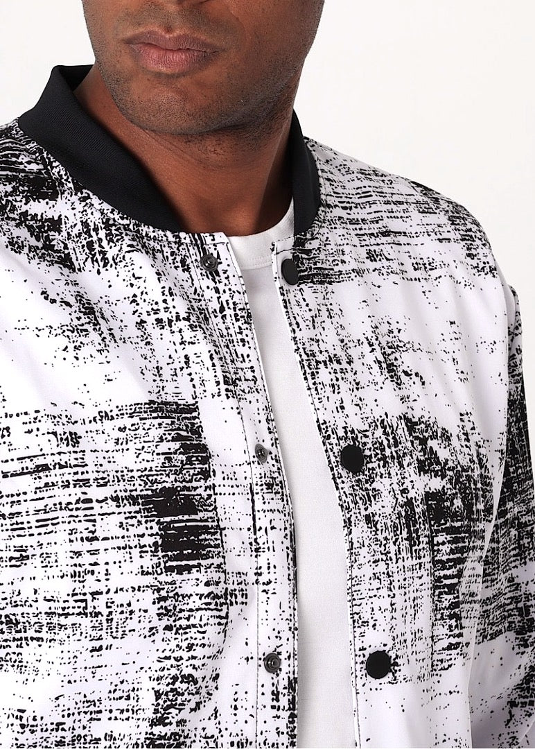 White Graffiti Bomber Jacket