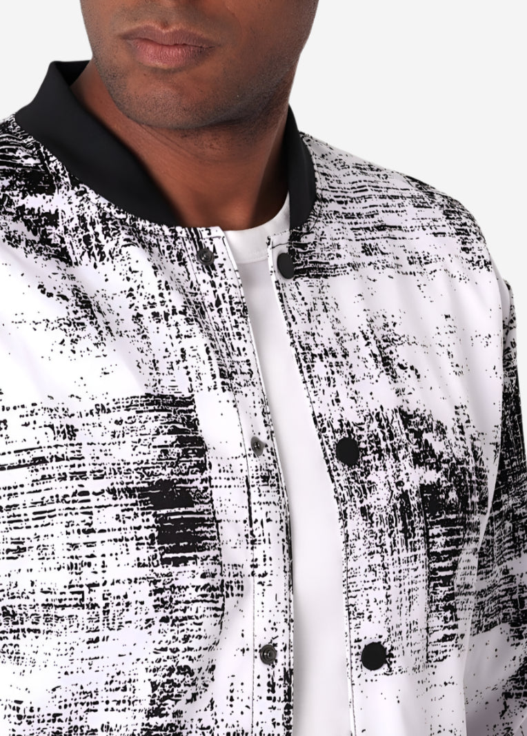 White Graffiti Bomber Jacket