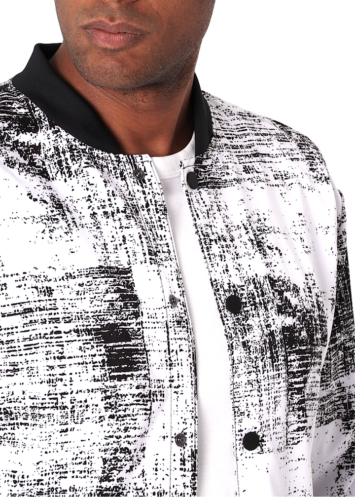 White Graffiti Bomber Jacket