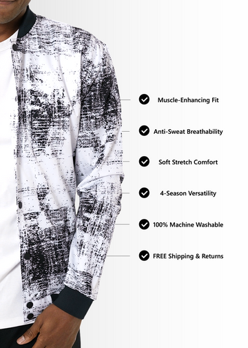 White Graffiti Bomber Jacket