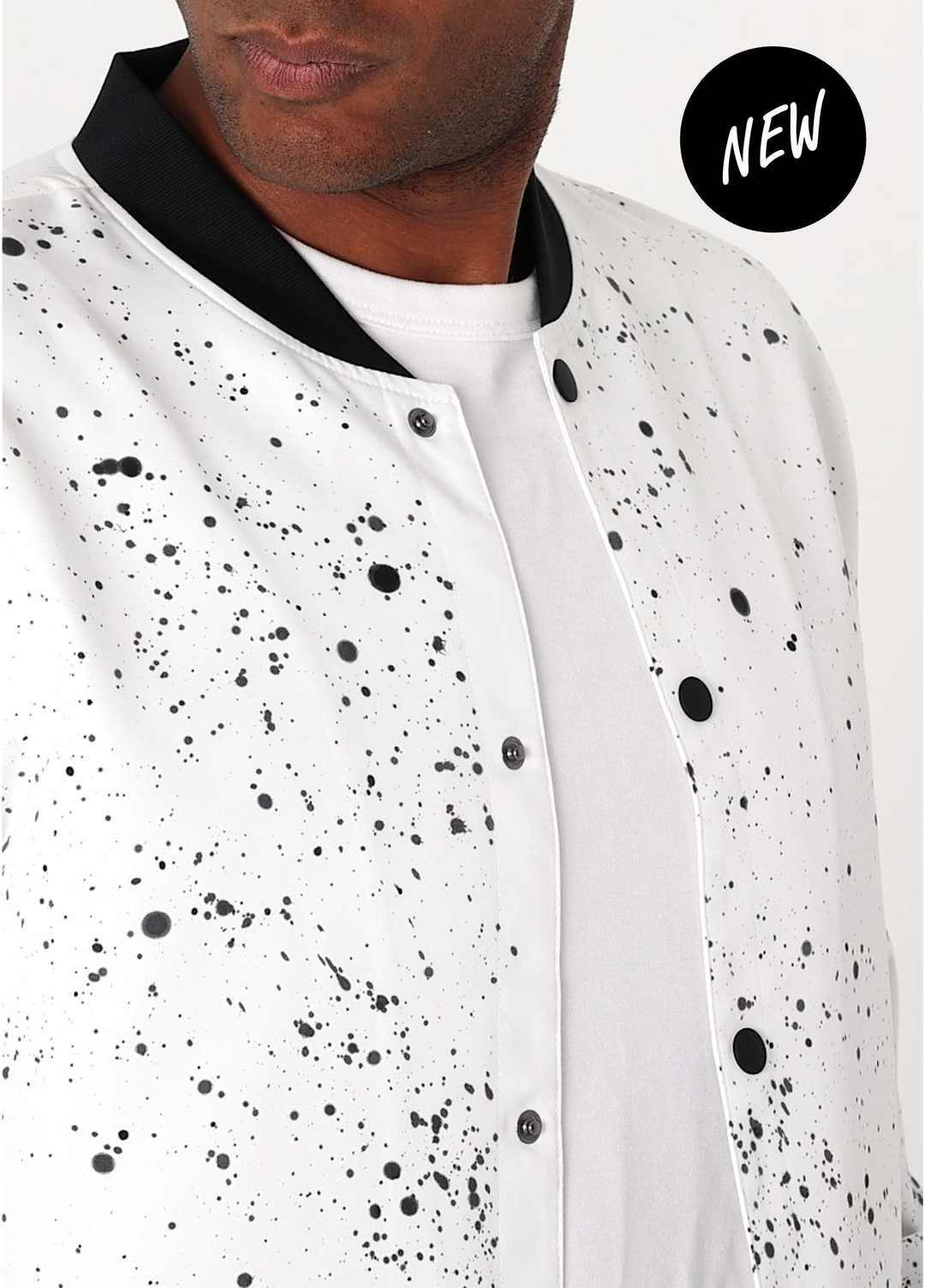 white paint splatter bomber jacket