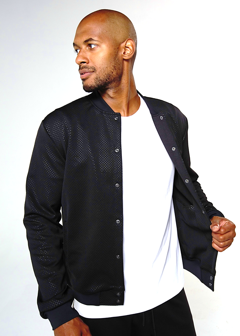 Black Mesh Bomber Jacket