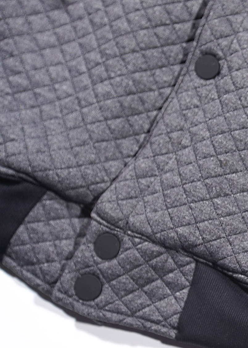 Heather Grey Quilted Bomber Jacket