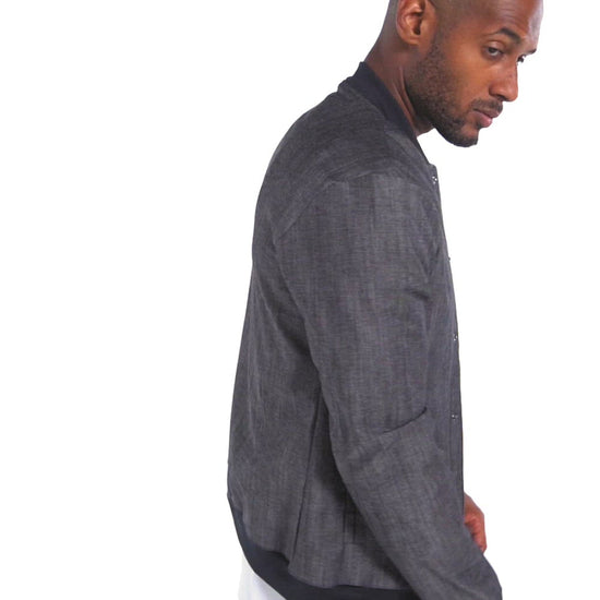 Black Denim Bomber Jacket