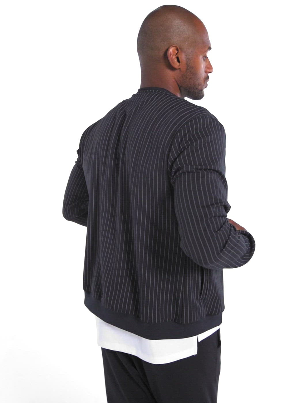 Pinstripe Bomber Jacket