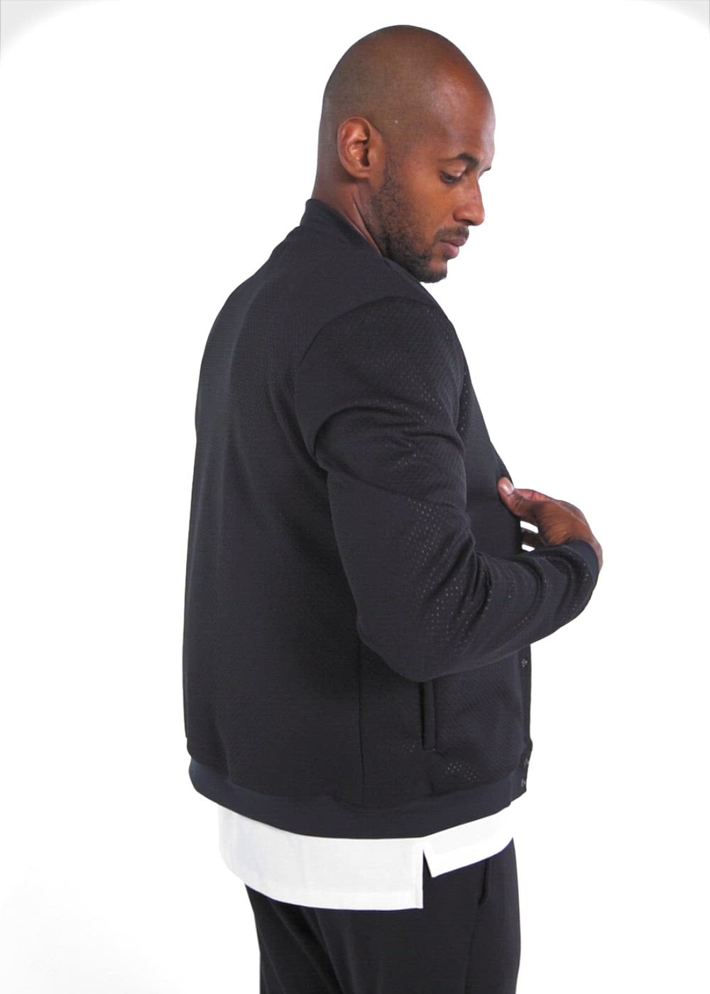 Black Mesh Bomber Jacket