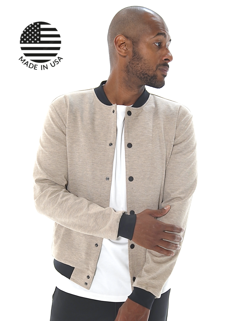 Oatmeal Heather Bomber Jacket