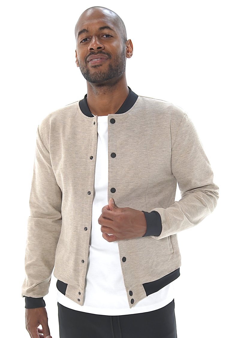 Oatmeal Heather Bomber Jacket