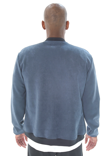 Blue Suede Bomber Jacket